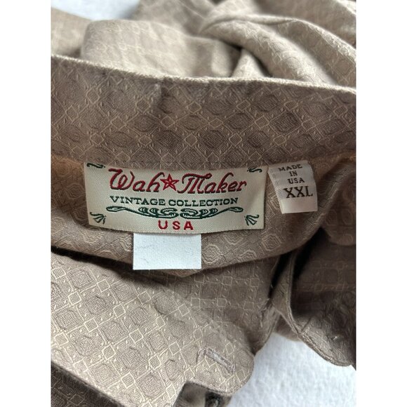 Wah Maker Vintage Collection Womens XXL Beige Jacquard Long Sleeve Shirt USA - Picture 3 of 8